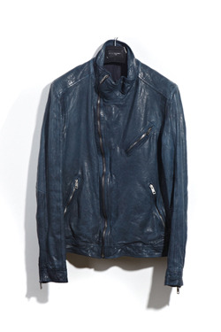 [2차결제]13 two zip leather jacket[wax blue navy &amp; black][made in italy 베지터블원단]