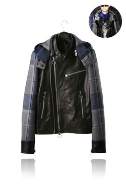 09&#039;F/W Check Combie Leather Jacket